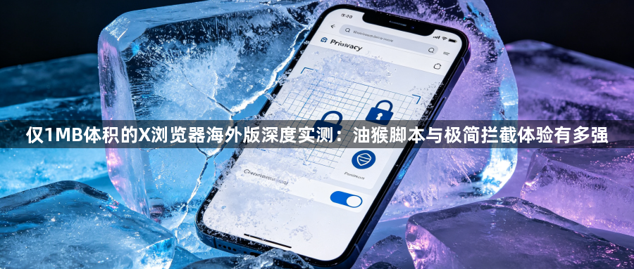 仅1MB体积的X浏览器海外版深度实测：油猴脚本与极简拦截体验有多强1